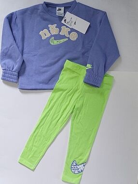 Nike Toddler Girls 2pc Fleece set sweatshirt Leggings Size 2T 3T 4T Purple